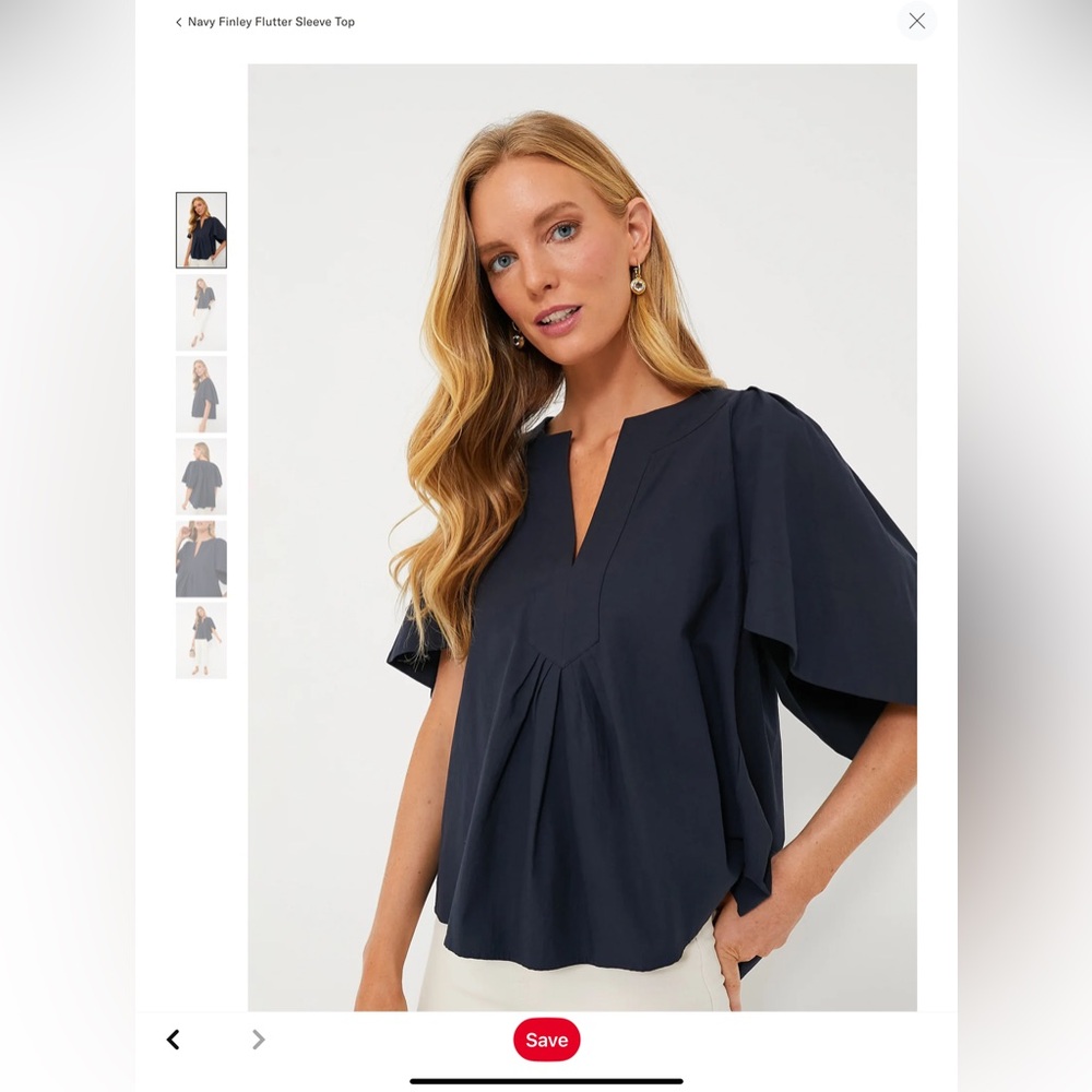 Tuckernuck Navy Flutter Sleeve Top